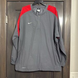 Nike Men's Grey and Red Track 1/4 pullover Jacket Size L‎